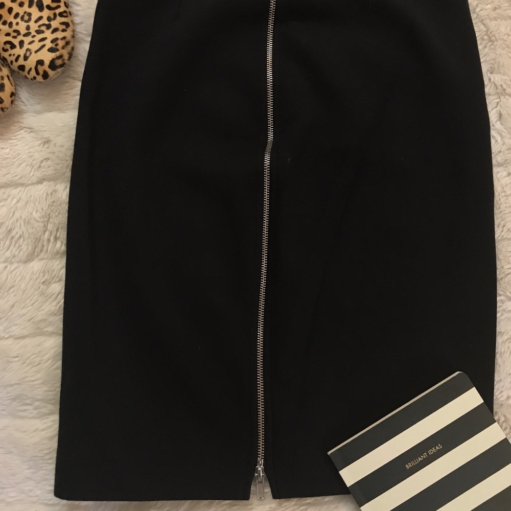 Black J. Crew Zip Up Scuba Pencil Skirt